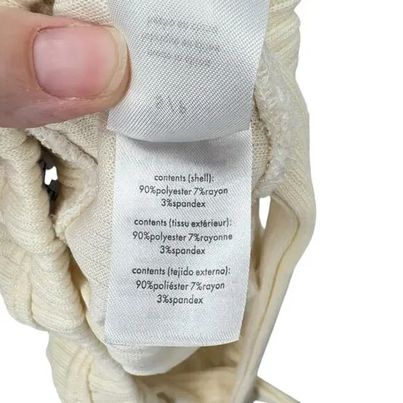 We Wore What NWT Tie Halter Bra Ribbed Ivory Cream Cropped Bandeau Top - Picture 13 of 14